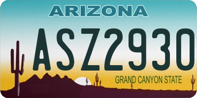 AZ license plate ASZ2930