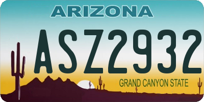 AZ license plate ASZ2932