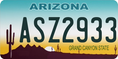 AZ license plate ASZ2933