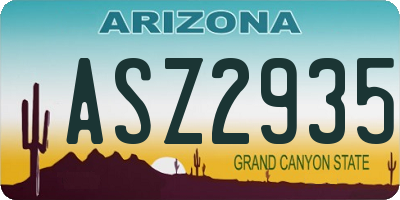 AZ license plate ASZ2935