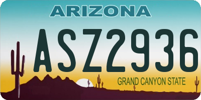 AZ license plate ASZ2936