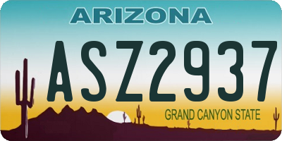 AZ license plate ASZ2937