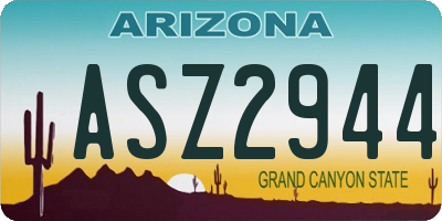 AZ license plate ASZ2944