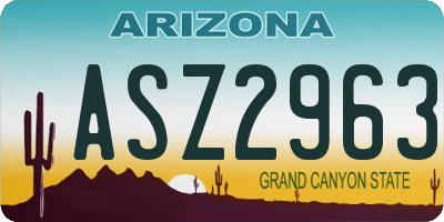 AZ license plate ASZ2963
