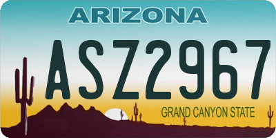 AZ license plate ASZ2967