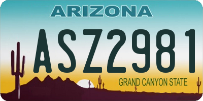 AZ license plate ASZ2981