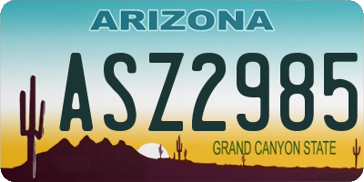 AZ license plate ASZ2985