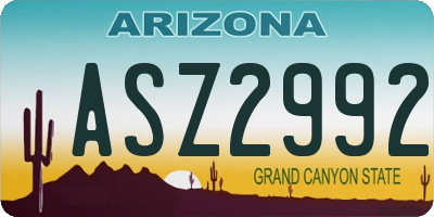 AZ license plate ASZ2992