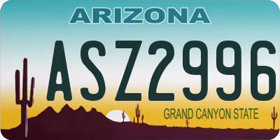 AZ license plate ASZ2996