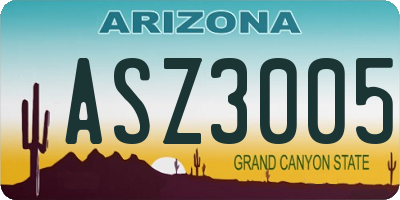 AZ license plate ASZ3005