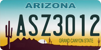 AZ license plate ASZ3012