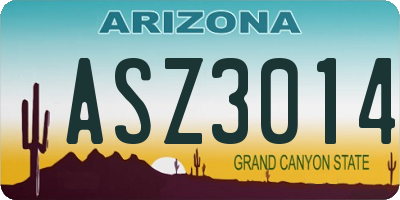 AZ license plate ASZ3014