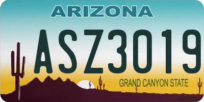 AZ license plate ASZ3019