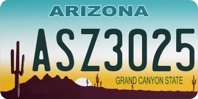 AZ license plate ASZ3025