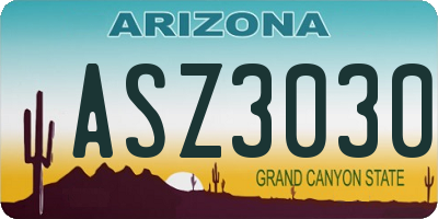 AZ license plate ASZ3030