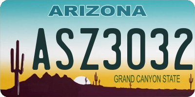 AZ license plate ASZ3032