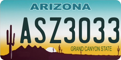 AZ license plate ASZ3033