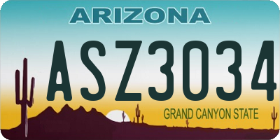 AZ license plate ASZ3034