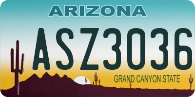 AZ license plate ASZ3036
