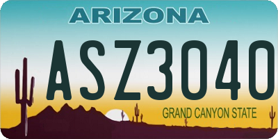 AZ license plate ASZ3040