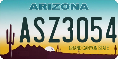 AZ license plate ASZ3054