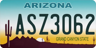 AZ license plate ASZ3062
