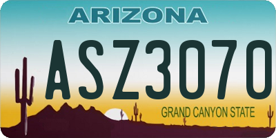 AZ license plate ASZ3070