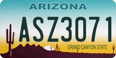 AZ license plate ASZ3071