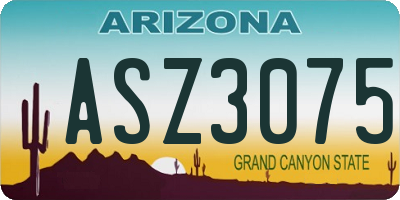 AZ license plate ASZ3075