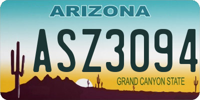 AZ license plate ASZ3094