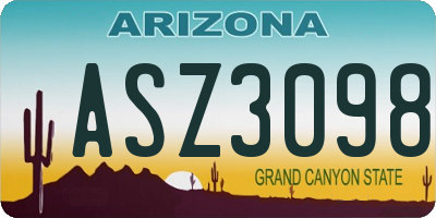 AZ license plate ASZ3098