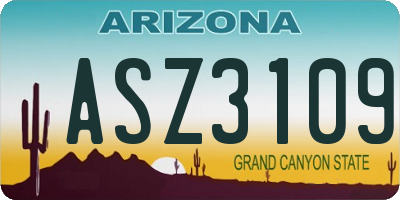 AZ license plate ASZ3109