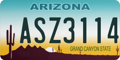 AZ license plate ASZ3114