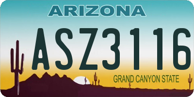 AZ license plate ASZ3116