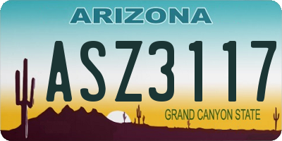 AZ license plate ASZ3117