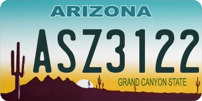 AZ license plate ASZ3122