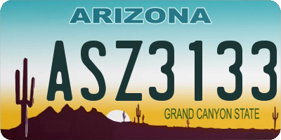 AZ license plate ASZ3133
