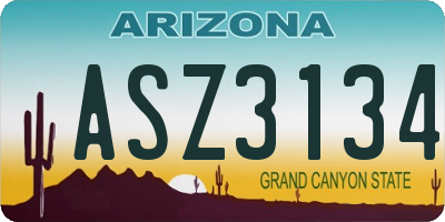 AZ license plate ASZ3134