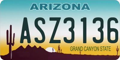 AZ license plate ASZ3136