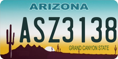 AZ license plate ASZ3138