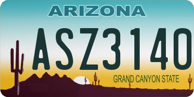 AZ license plate ASZ3140
