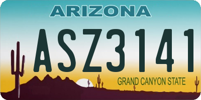 AZ license plate ASZ3141