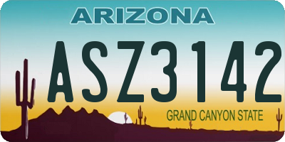 AZ license plate ASZ3142