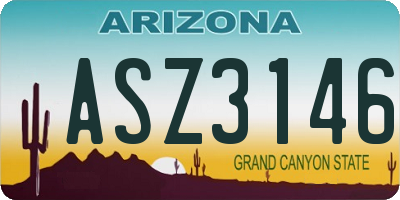 AZ license plate ASZ3146