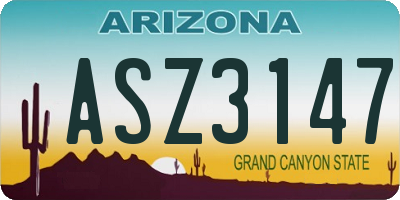 AZ license plate ASZ3147