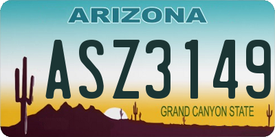 AZ license plate ASZ3149