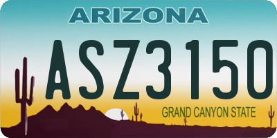 AZ license plate ASZ3150