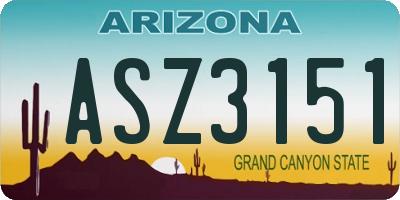 AZ license plate ASZ3151