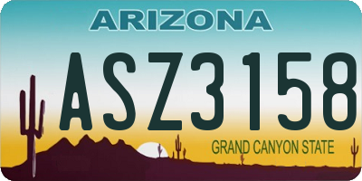 AZ license plate ASZ3158