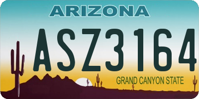 AZ license plate ASZ3164